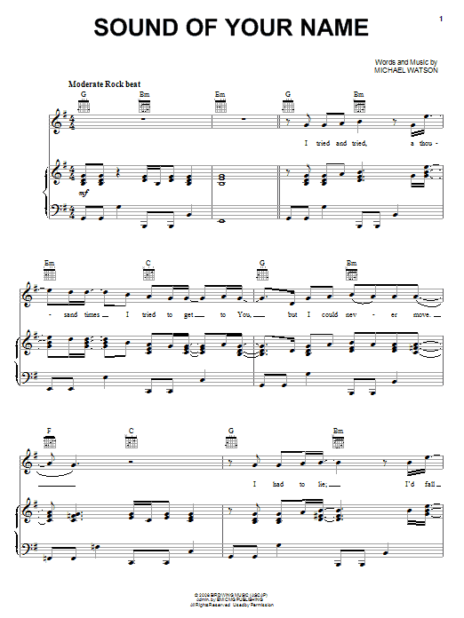 Above The Golden State Sound Of Your Name sheet music notes and chords arranged for Piano, Vocal & Guitar Chords (Right-Hand Melody)