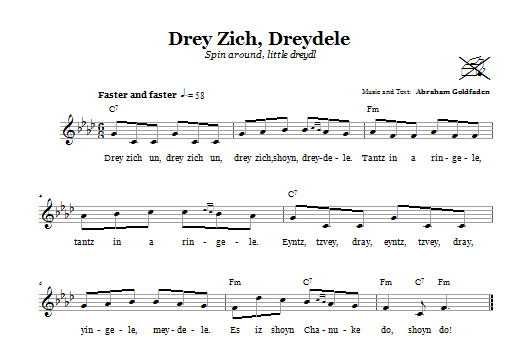 Abraham Goldfadden Drey Zich, Dreydele (Spin Around, Little Dreydl) sheet music notes and chords arranged for Lead Sheet / Fake Book