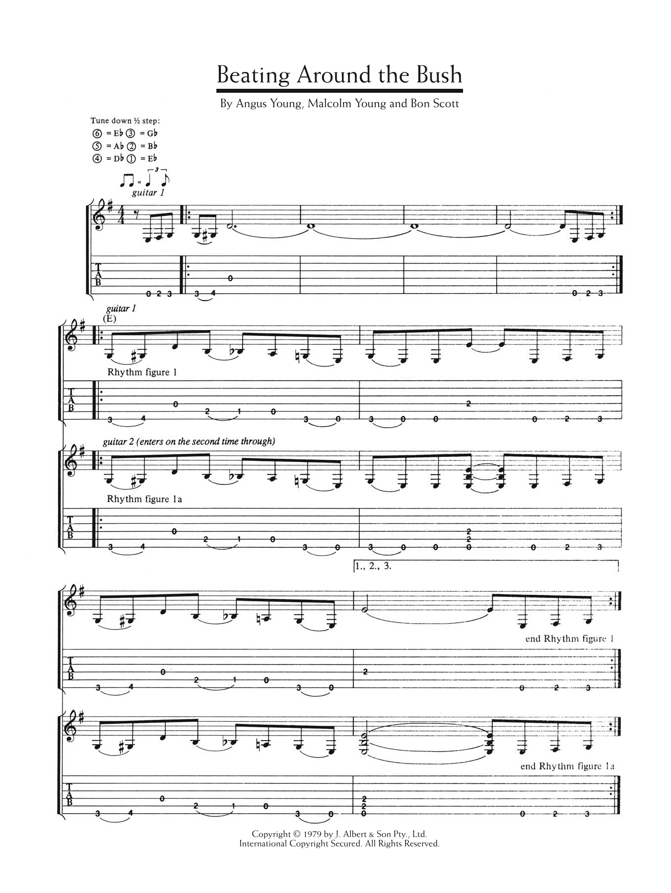 AC/DC Beating Around The Bush sheet music notes and chords arranged for Guitar Tab