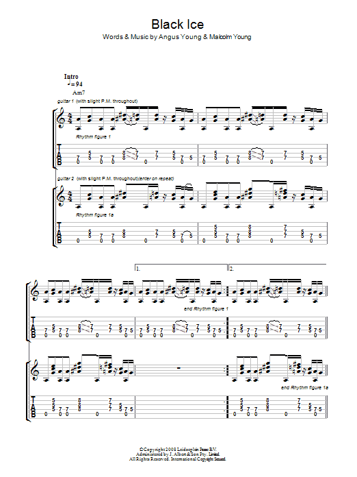 AC/DC Black Ice sheet music notes and chords arranged for Guitar Tab
