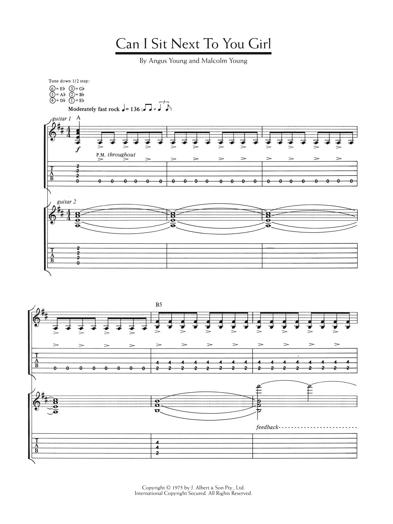 AC/DC Can I Sit Next To You Girl sheet music notes and chords arranged for Guitar Tab