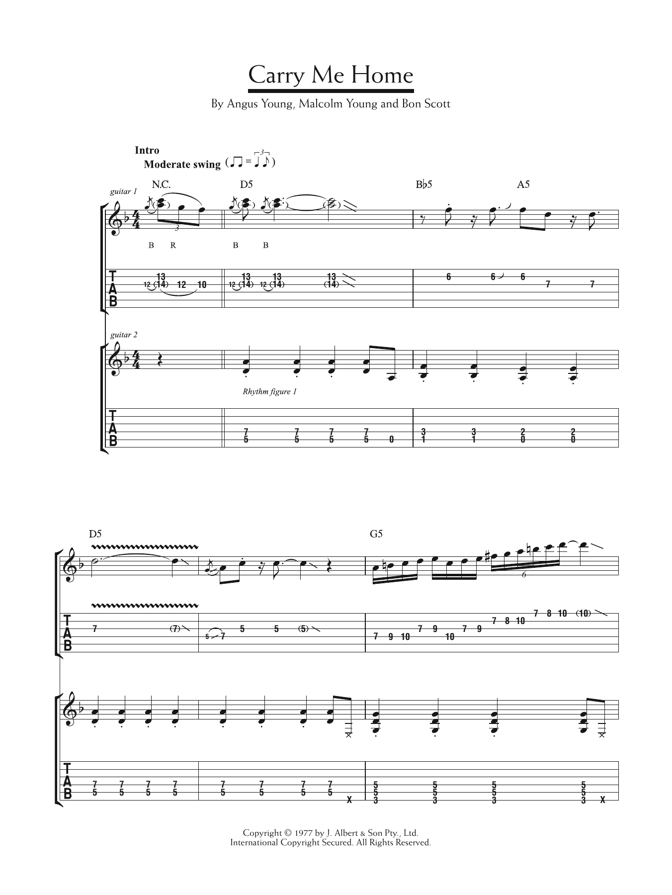 AC/DC Carry Me Home sheet music notes and chords arranged for Guitar Tab