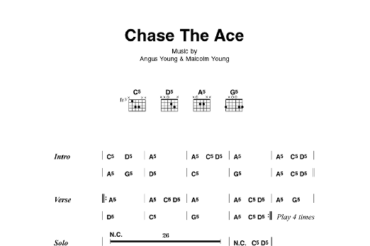 AC/DC Chase The Ace sheet music notes and chords arranged for Guitar Chords/Lyrics