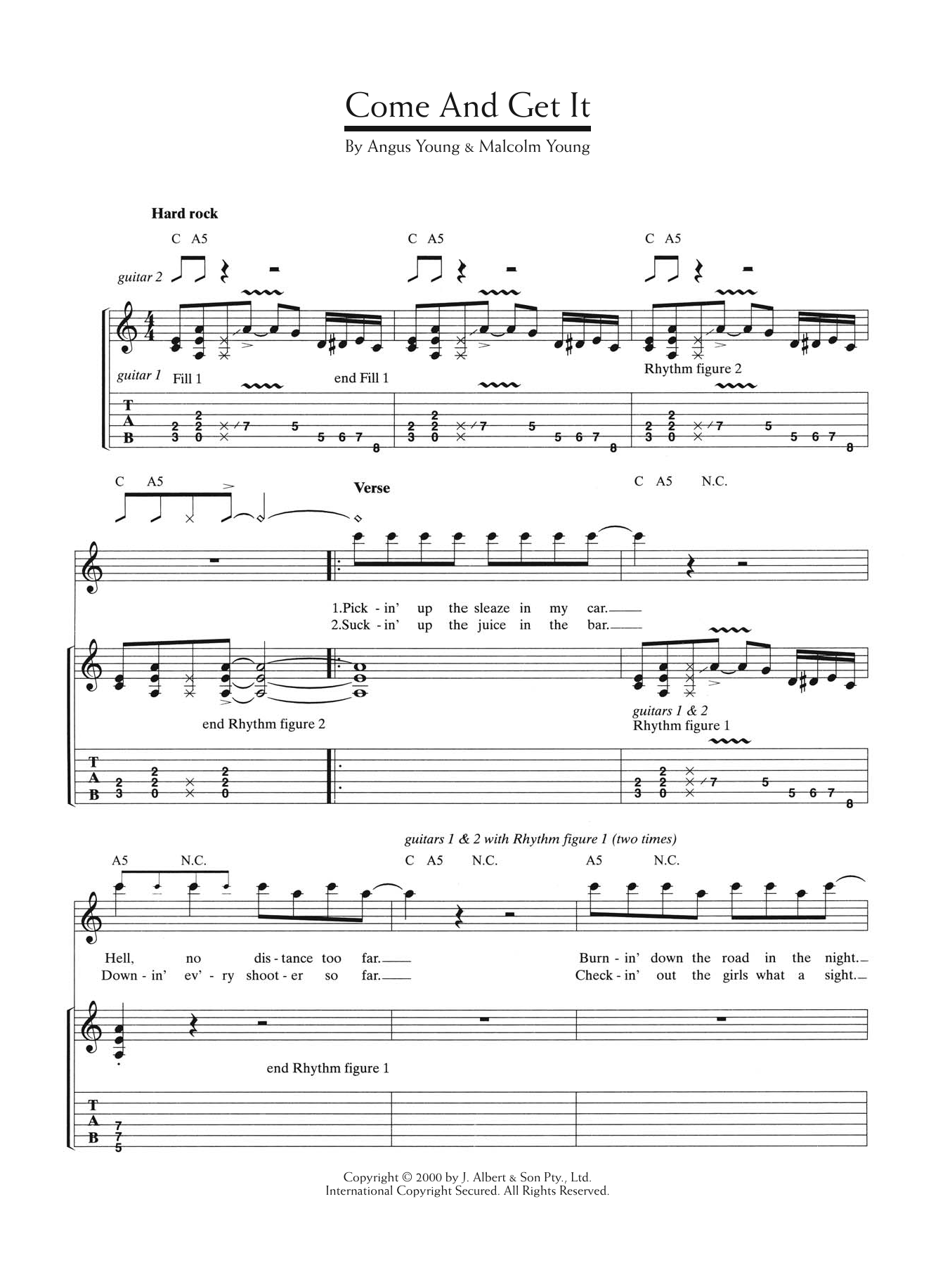 AC/DC Come And Get It sheet music notes and chords arranged for Guitar Tab