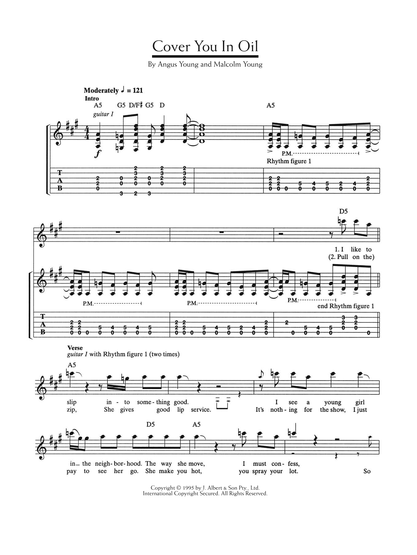 AC/DC Cover You In Oil sheet music notes and chords arranged for Guitar Tab