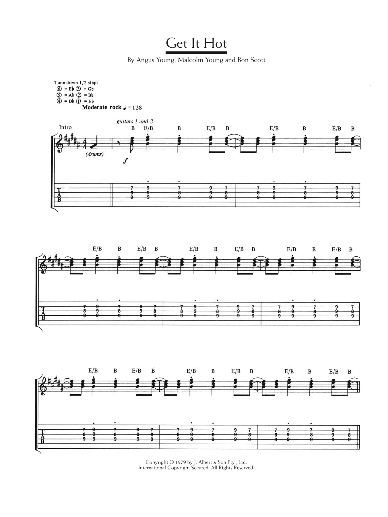 AC/DC Get It Hot sheet music notes and chords arranged for Guitar Tab