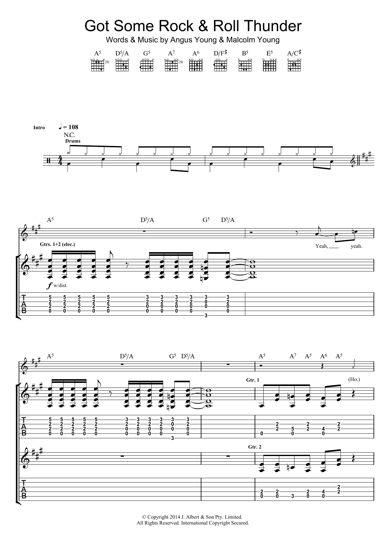 AC/DC Got Some Rock and Roll Thunder sheet music notes and chords arranged for Guitar Tab