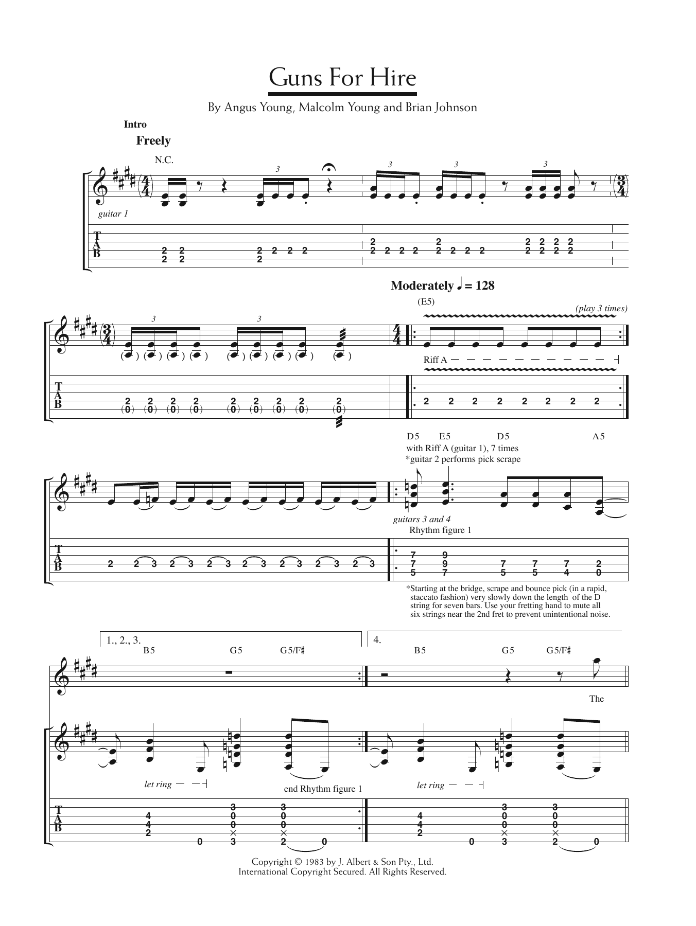 AC/DC Guns For Hire sheet music notes and chords arranged for Guitar Tab