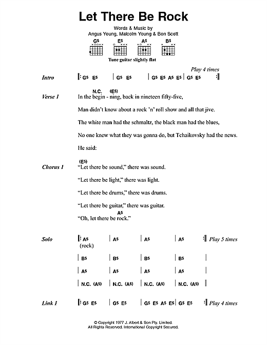 AC/DC Let There Be Rock sheet music notes and chords arranged for Guitar Tab (Single Guitar)