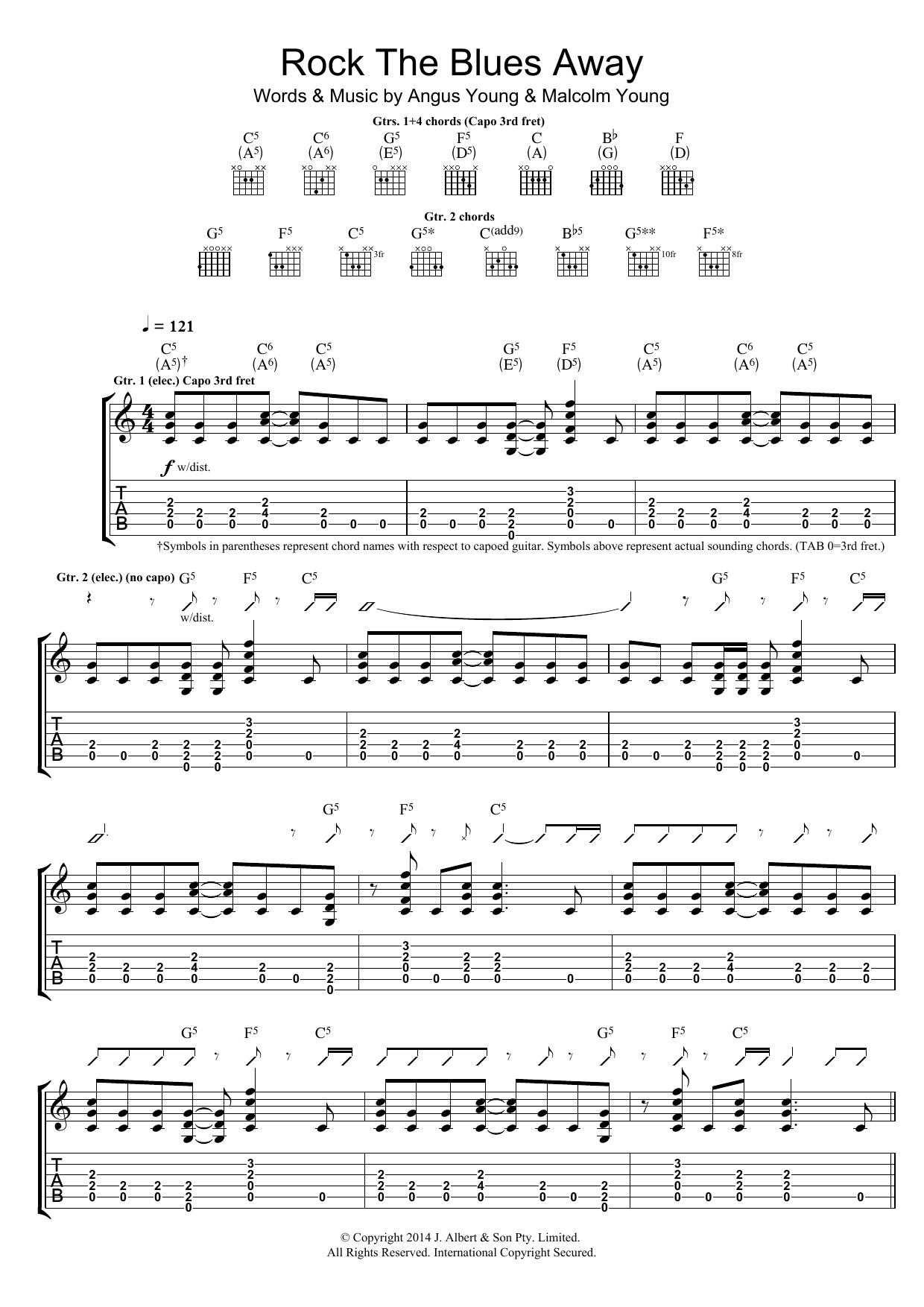 AC/DC Rock The Blues Away sheet music notes and chords arranged for Guitar Tab