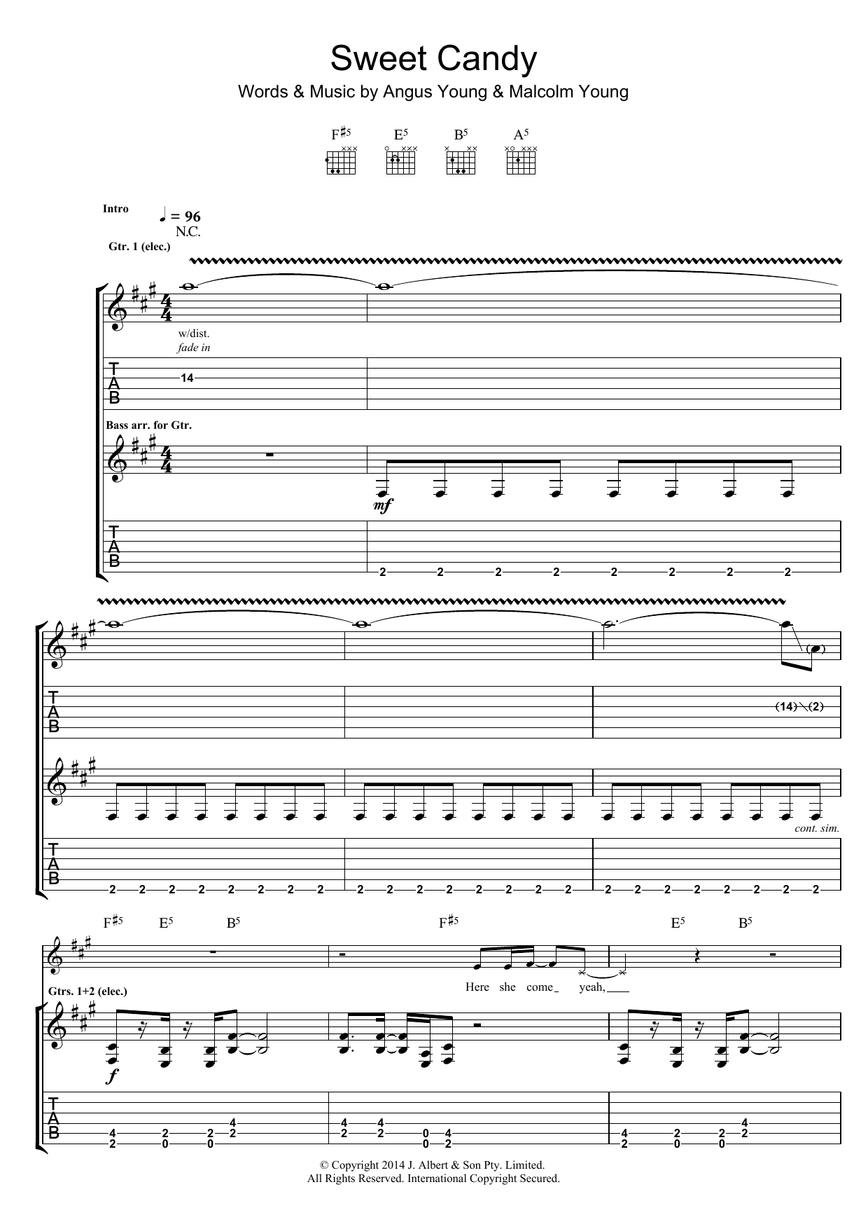 AC/DC Sweet Candy sheet music notes and chords arranged for Guitar Tab