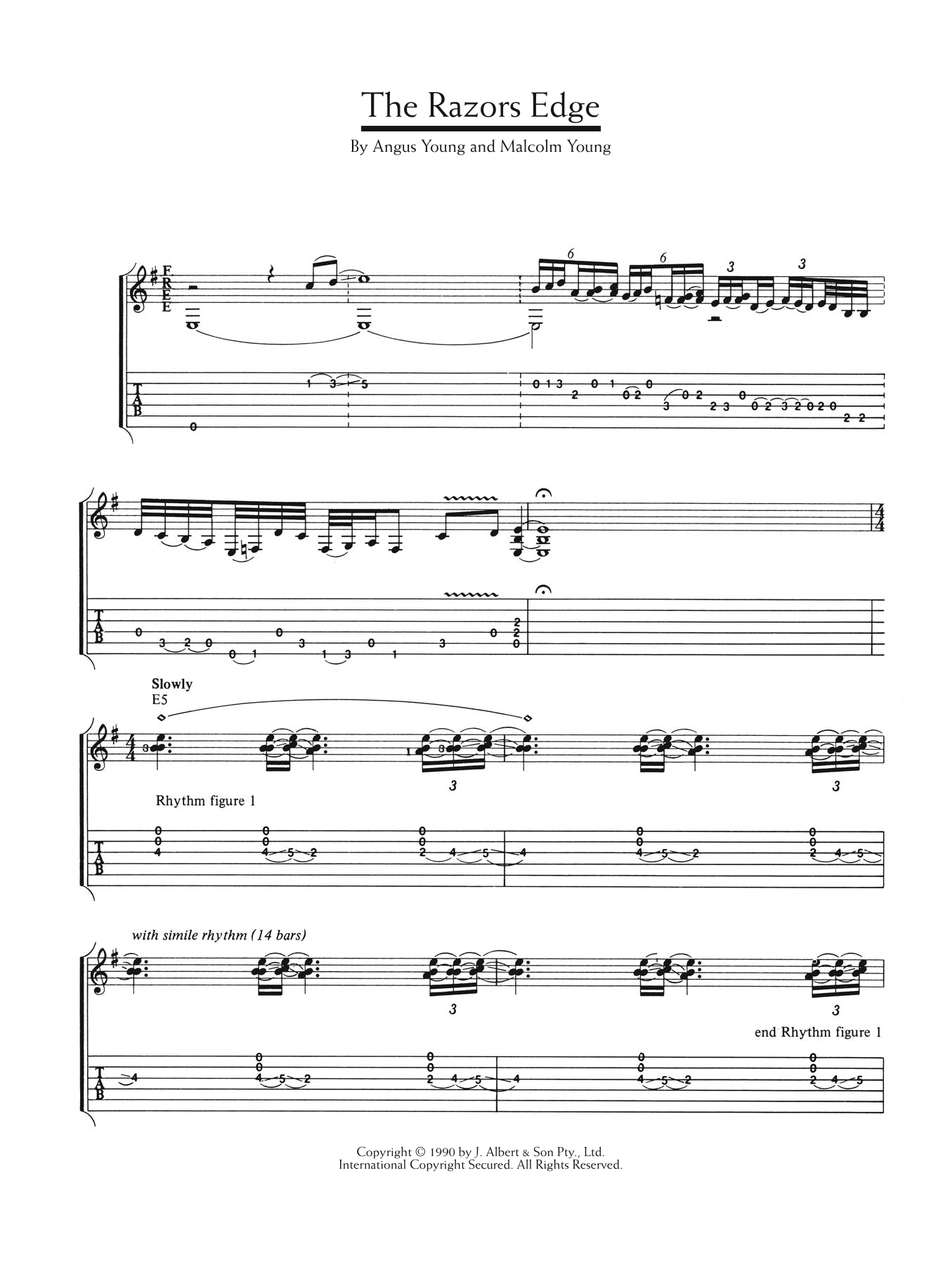 AC/DC The Razor's Edge sheet music notes and chords arranged for Guitar Tab