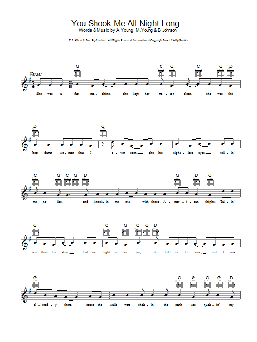 AC/DC You Shook Me All Night Long sheet music notes and chords arranged for Trumpet Solo