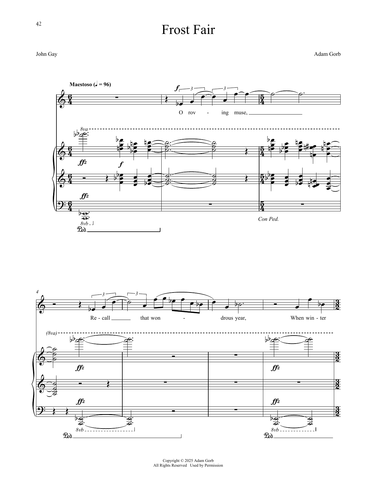 Adam Gorb Frost Fair sheet music notes and chords arranged for Piano & Vocal