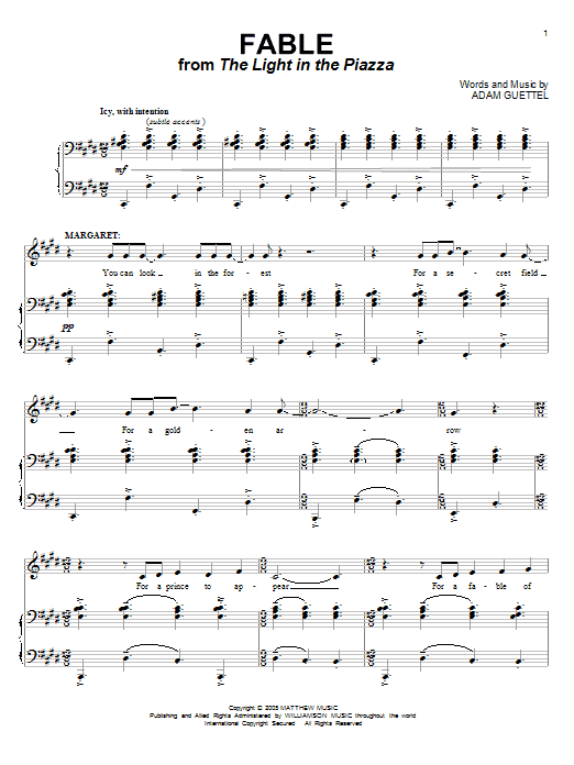Adam Guettel Fable (from The Light In The Piazza) sheet music notes and chords arranged for Lead Sheet / Fake Book