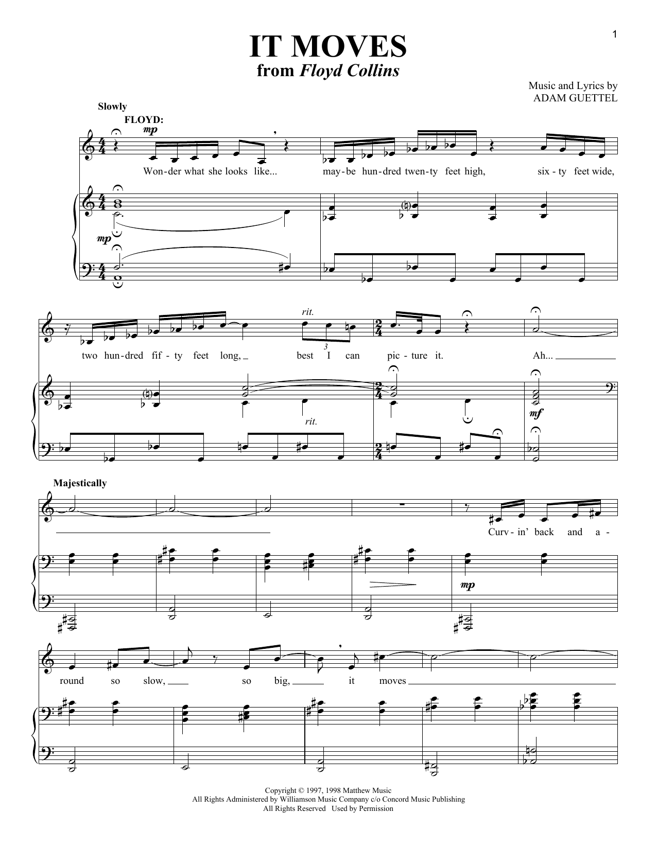 Adam Guettel It Moves (from Floyd Collins) sheet music notes and chords arranged for Piano & Vocal