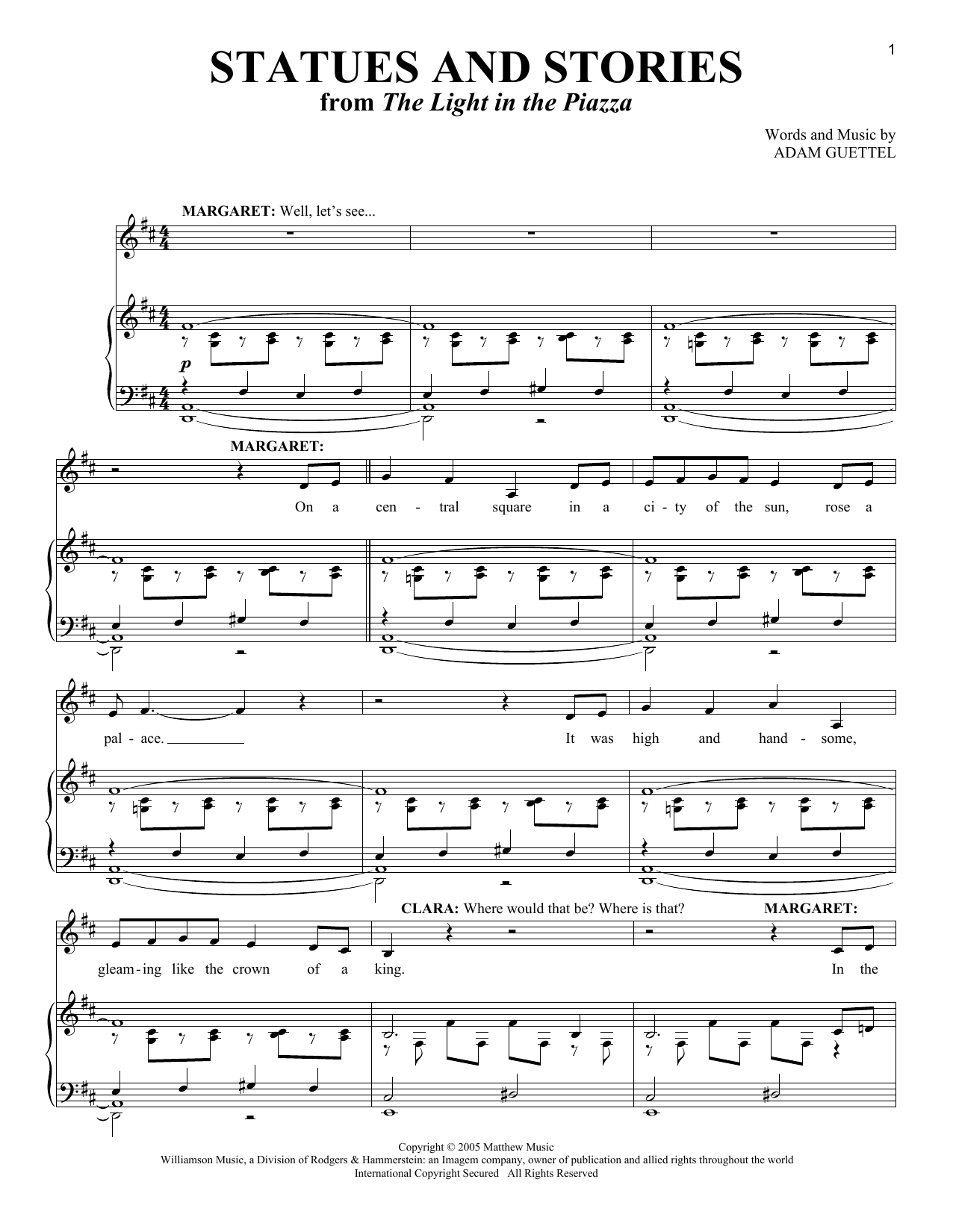 Adam Guettel Statues And Stories (from The Light In The Piazza) sheet music notes and chords arranged for Vocal Duet