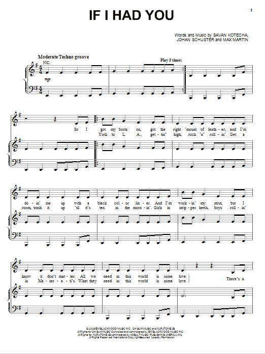 Adam Lambert If I Had You sheet music notes and chords arranged for Piano, Vocal & Guitar Chords (Right-Hand Melody)