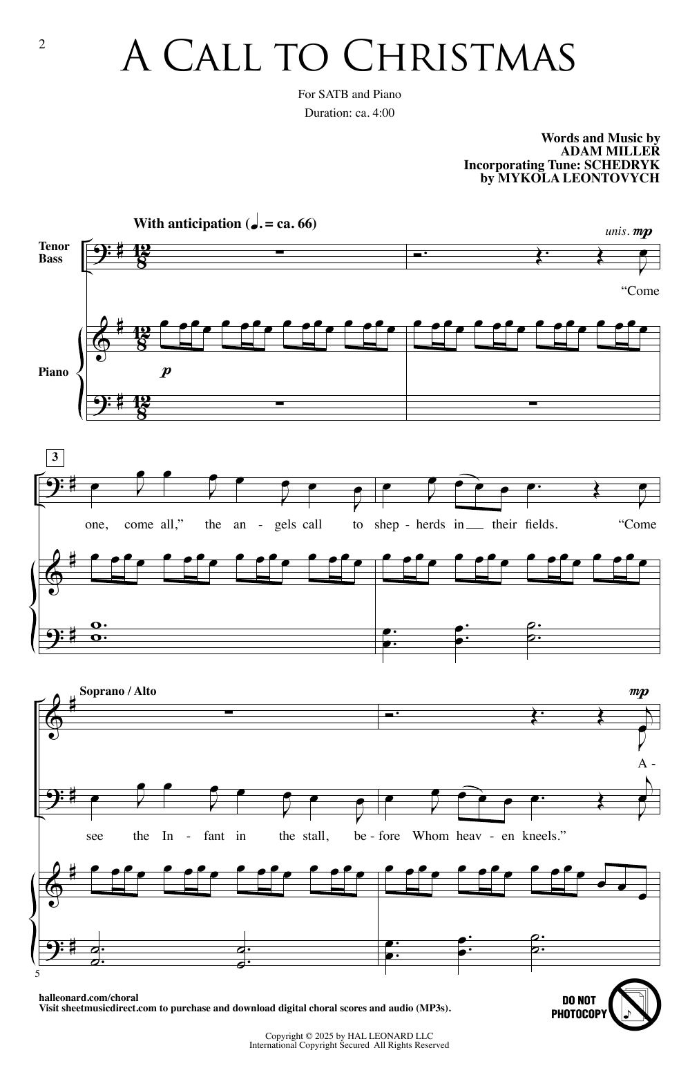 Adam Miller A Call To Christmas sheet music notes and chords arranged for SATB Choir