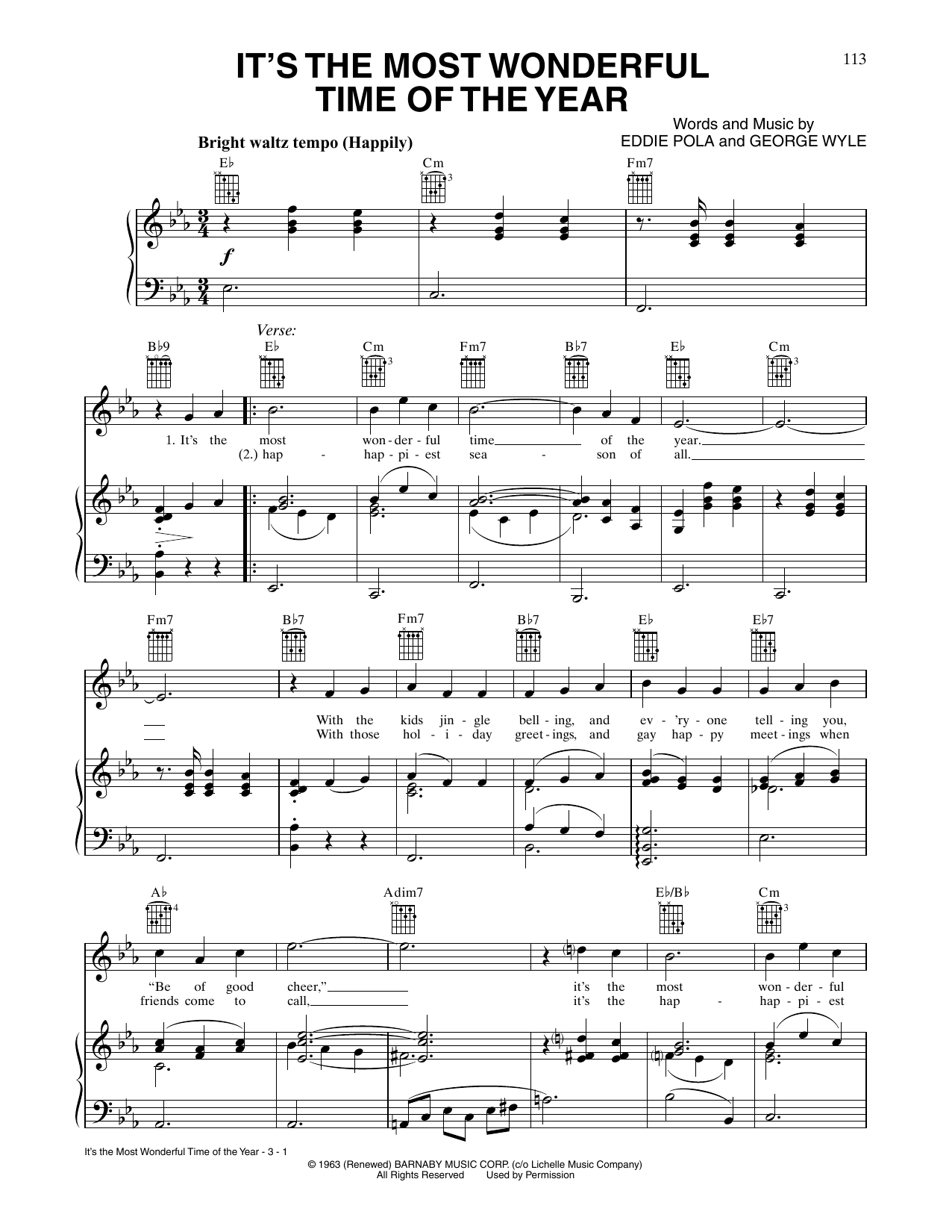 Adam Williams The Most Wonderful Time Of The Year sheet music notes and chords arranged for Piano, Vocal & Guitar Chords (Right-Hand Melody)