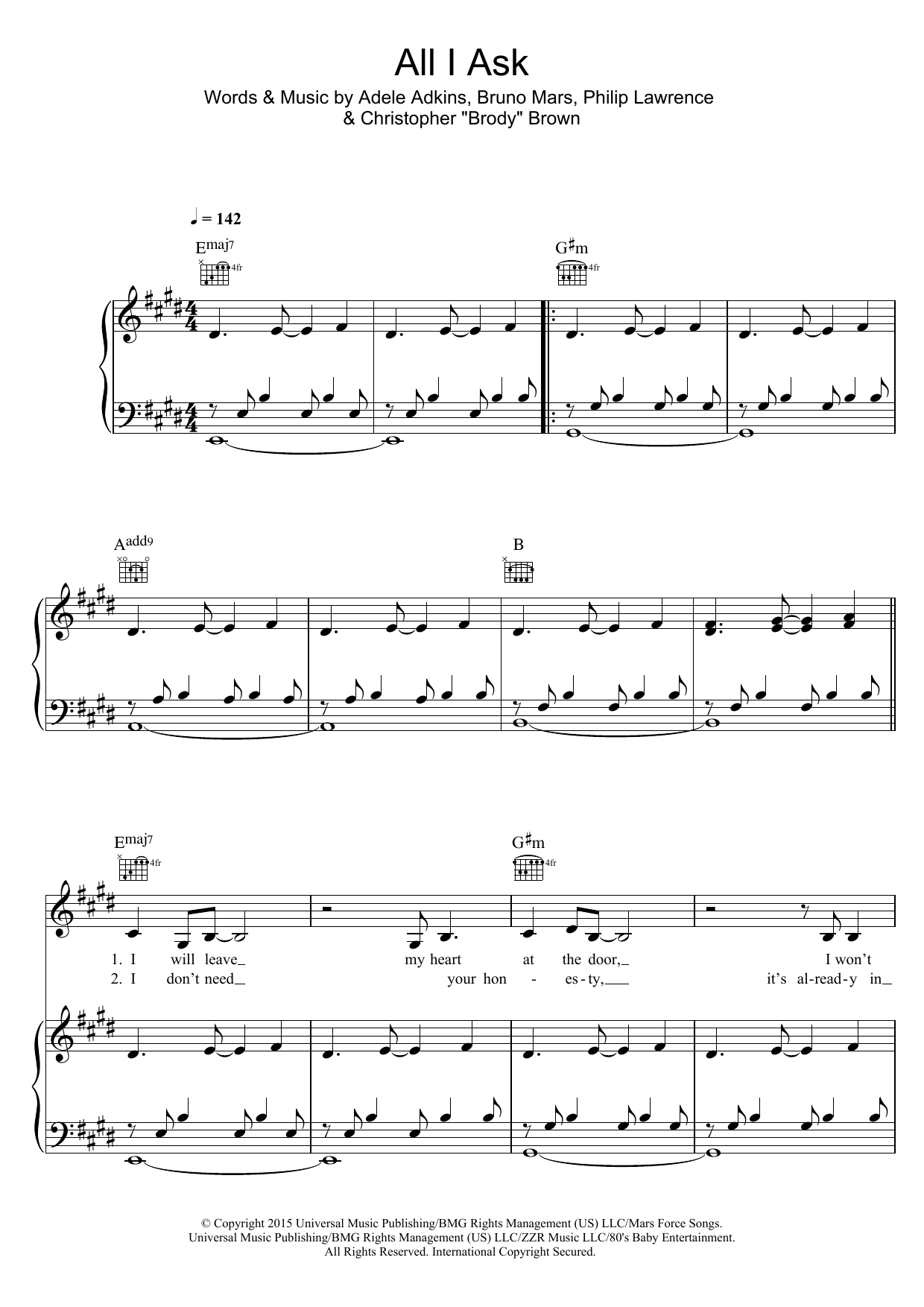 Adele All I Ask sheet music notes and chords arranged for Guitar Chords/Lyrics