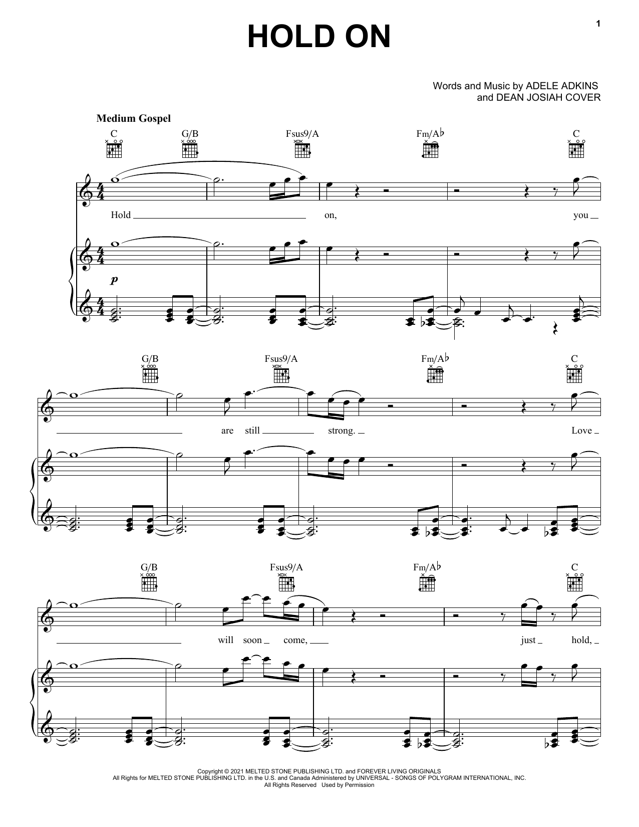 Adele Hold On sheet music notes and chords arranged for Easy Guitar Tab
