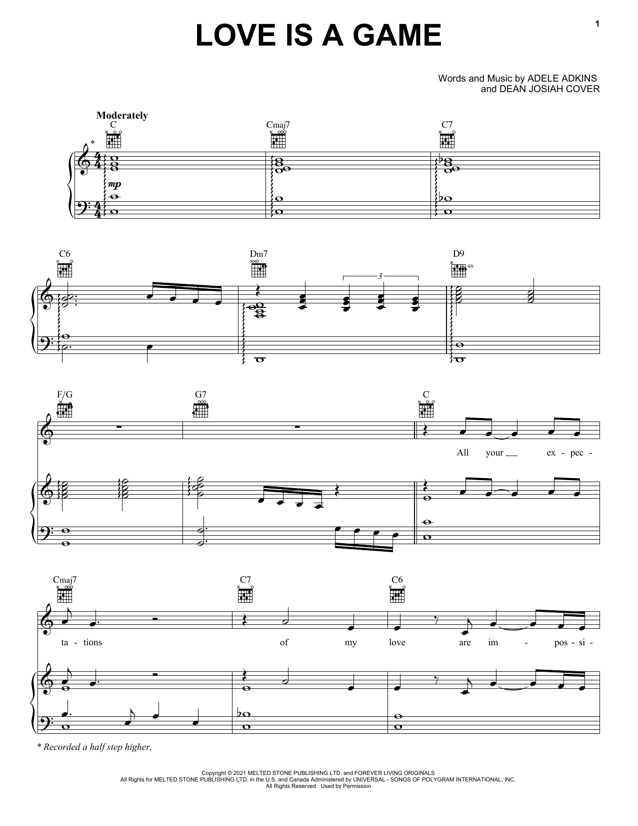 Adele Love Is A Game sheet music notes and chords arranged for Easy Guitar Tab