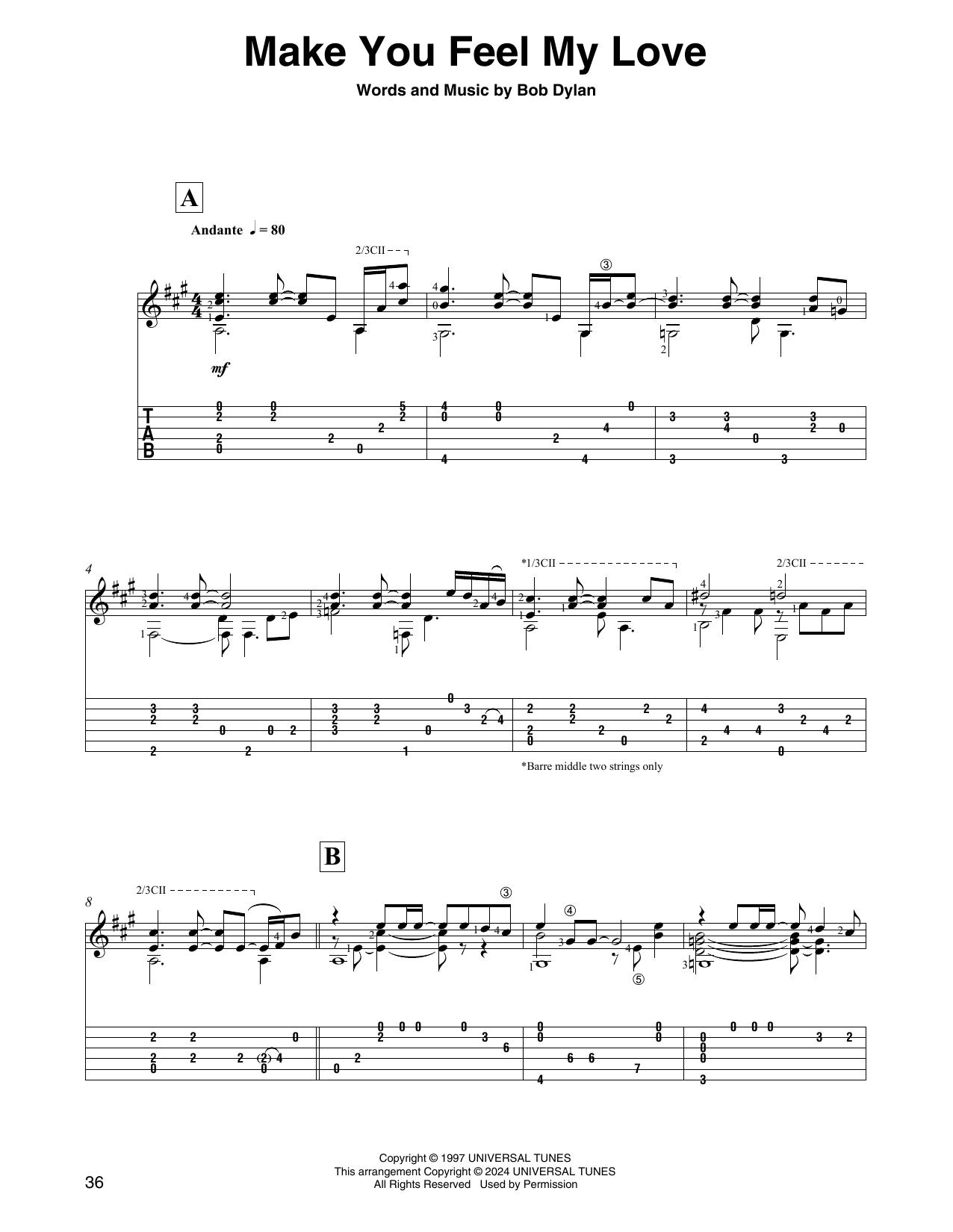 Adele Make You Feel My Love (arr. David Jaggs) sheet music notes and chords arranged for Solo Guitar