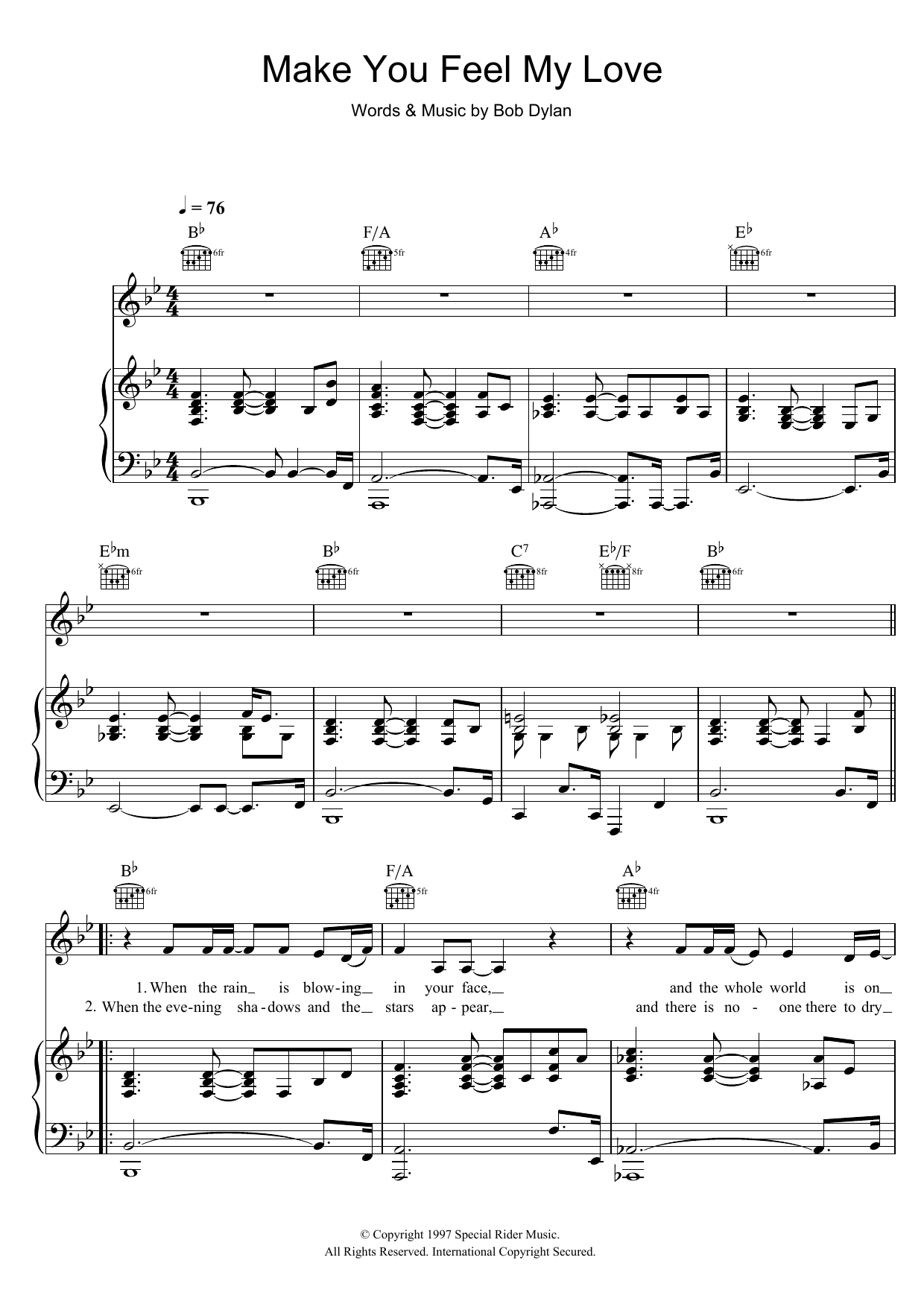 Adele Make You Feel My Love sheet music notes and chords arranged for Lead Sheet / Fake Book