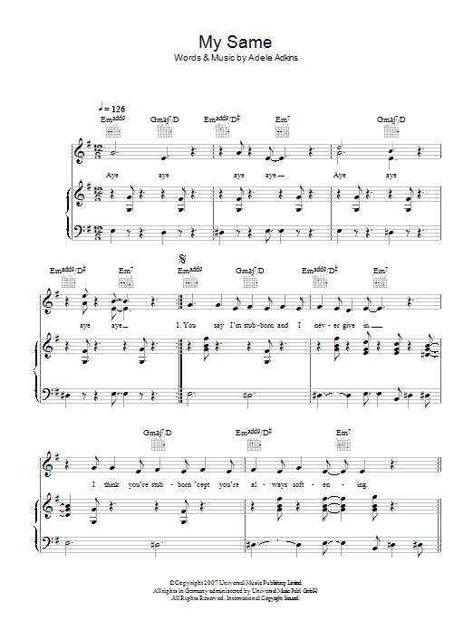 Adele My Same sheet music notes and chords arranged for Beginner Piano