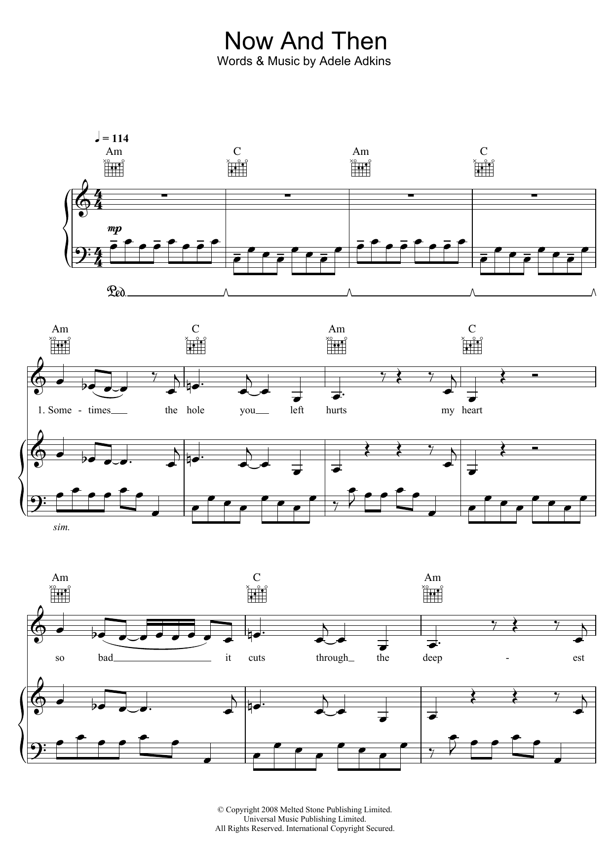 Adele Now And Then sheet music notes and chords arranged for Guitar Chords/Lyrics