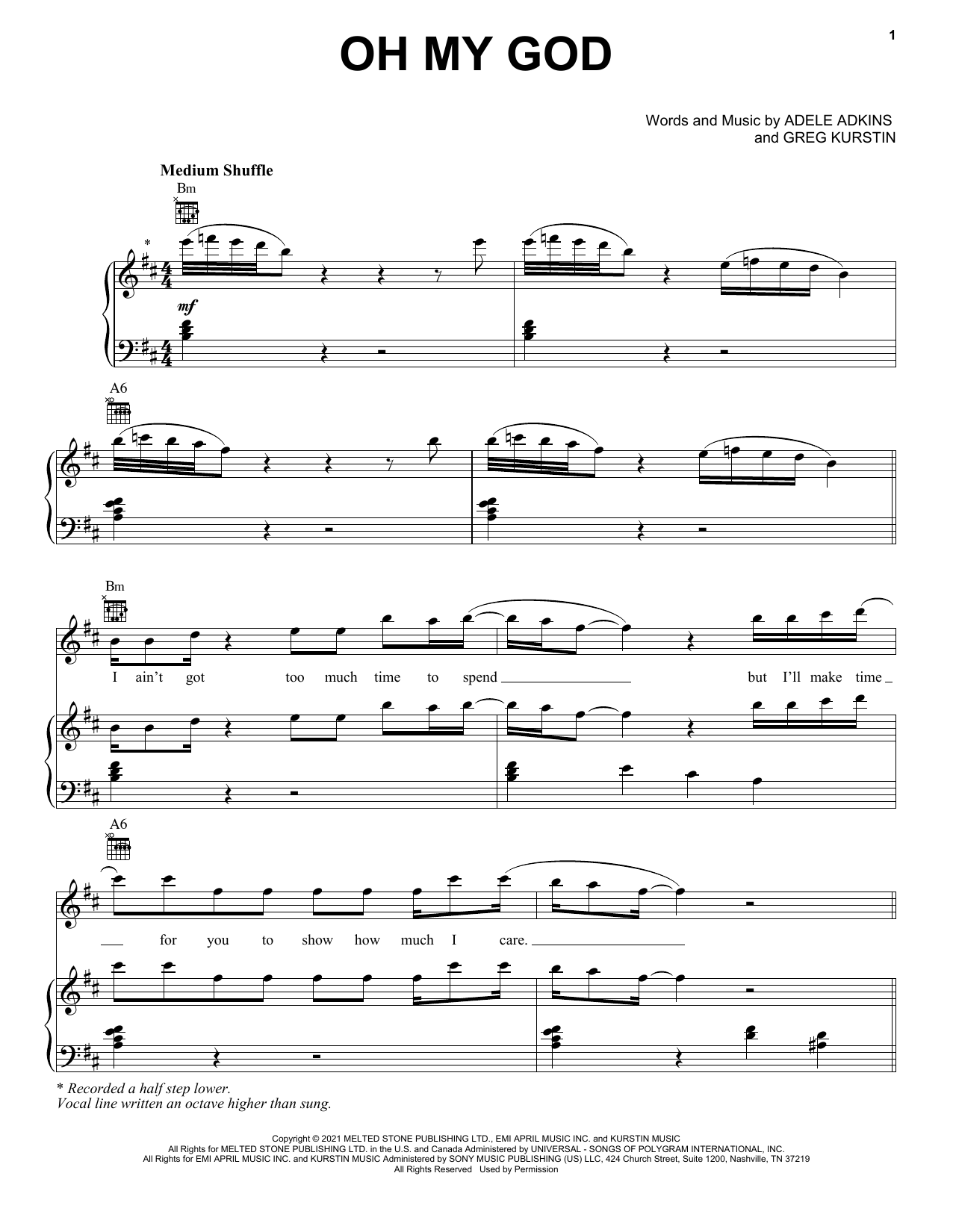 Adele Oh My God sheet music notes and chords arranged for Easy Guitar Tab