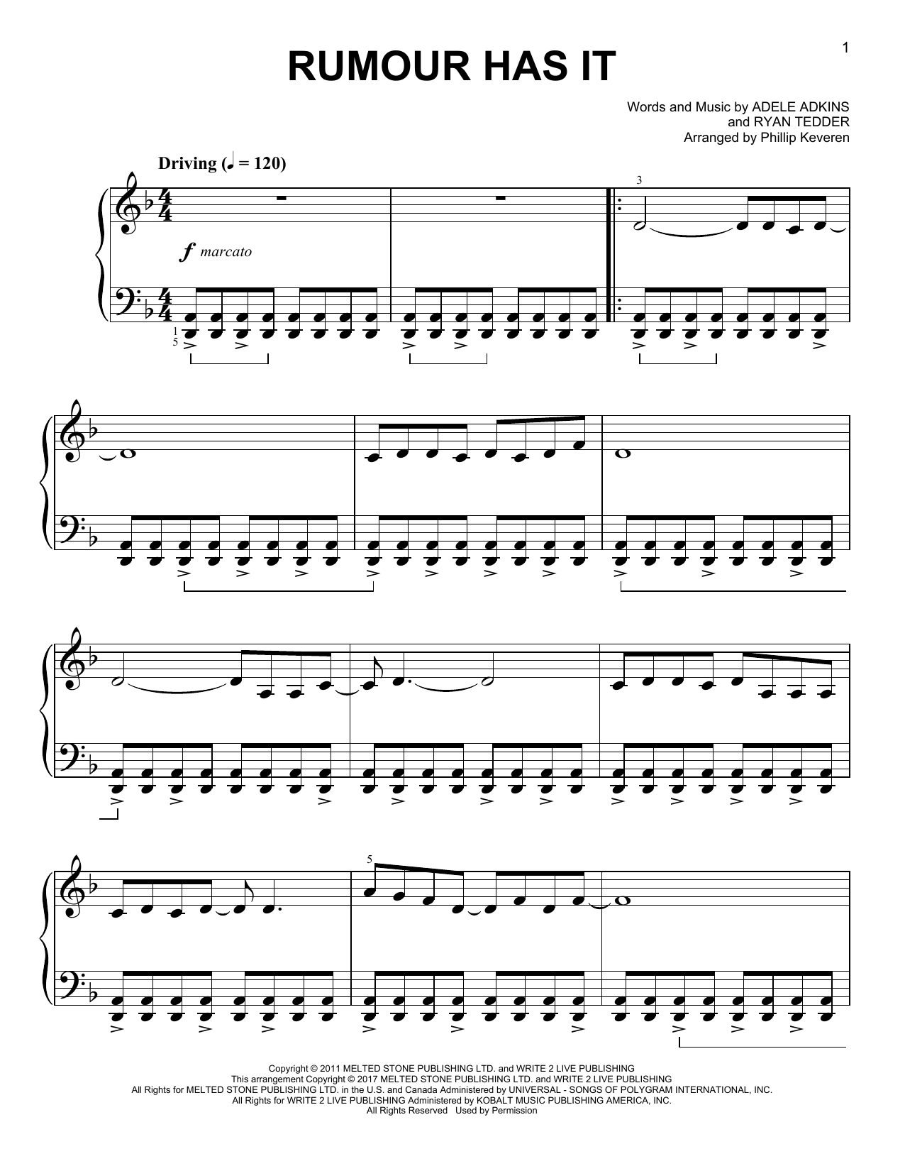 Adele Rumour Has It [Classical version] (arr. Phillip Keveren) sheet music notes and chords arranged for Easy Piano