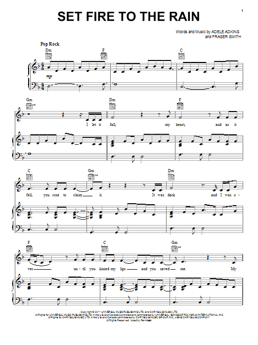 Adele Set Fire To The Rain sheet music notes and chords arranged for Alto Sax Solo