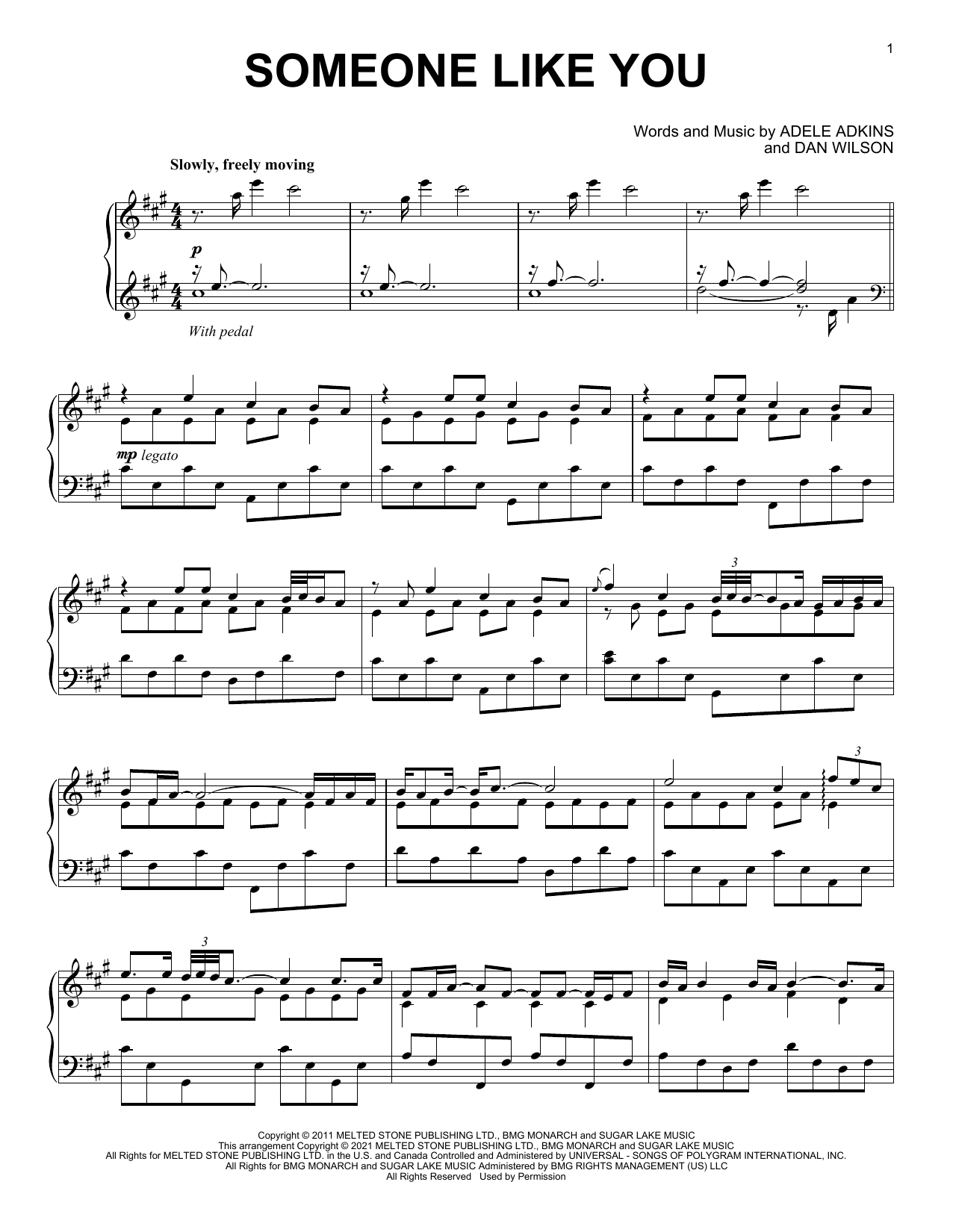 Adele Someone Like You [Classical version] sheet music notes and chords arranged for Piano Solo