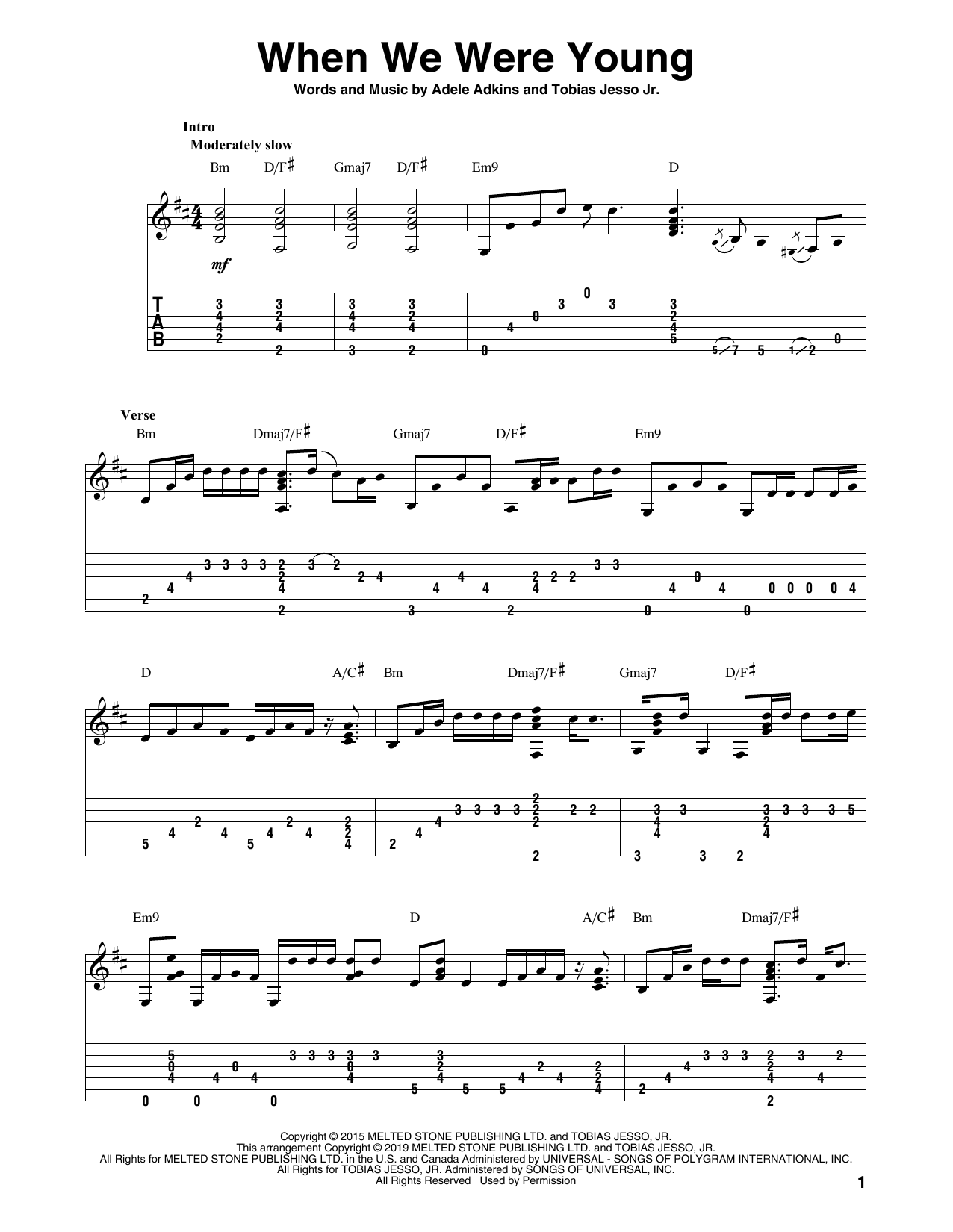Adele When We Were Young (arr. Bill LaFleur) sheet music notes and chords arranged for Solo Guitar