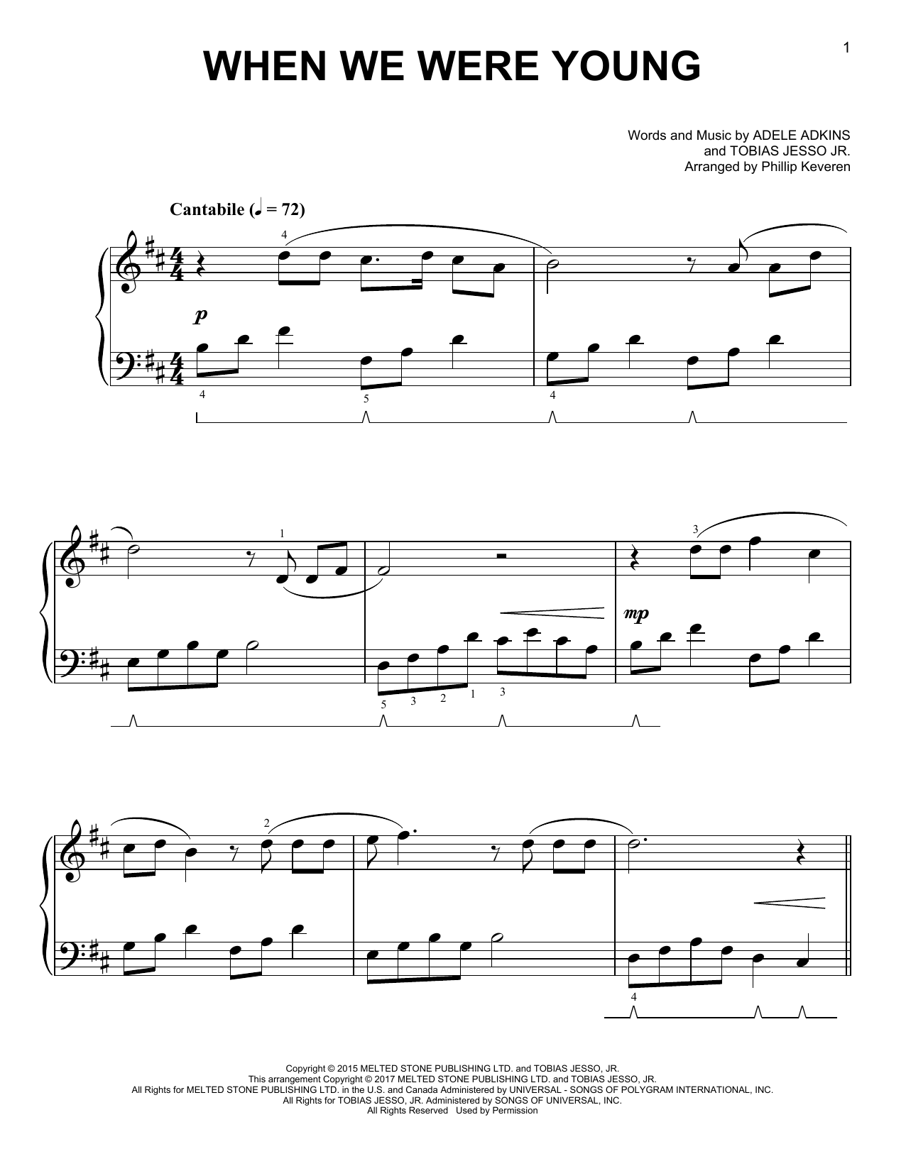 Adele When We Were Young [Classical version] (arr. Phillip Keveren) sheet music notes and chords arranged for Easy Piano