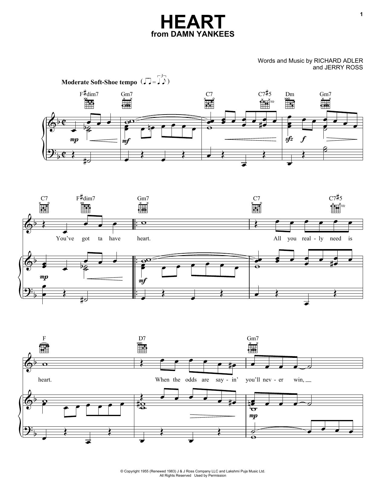 Adler & Ross Heart sheet music notes and chords arranged for Piano, Vocal & Guitar Chords (Right-Hand Melody)