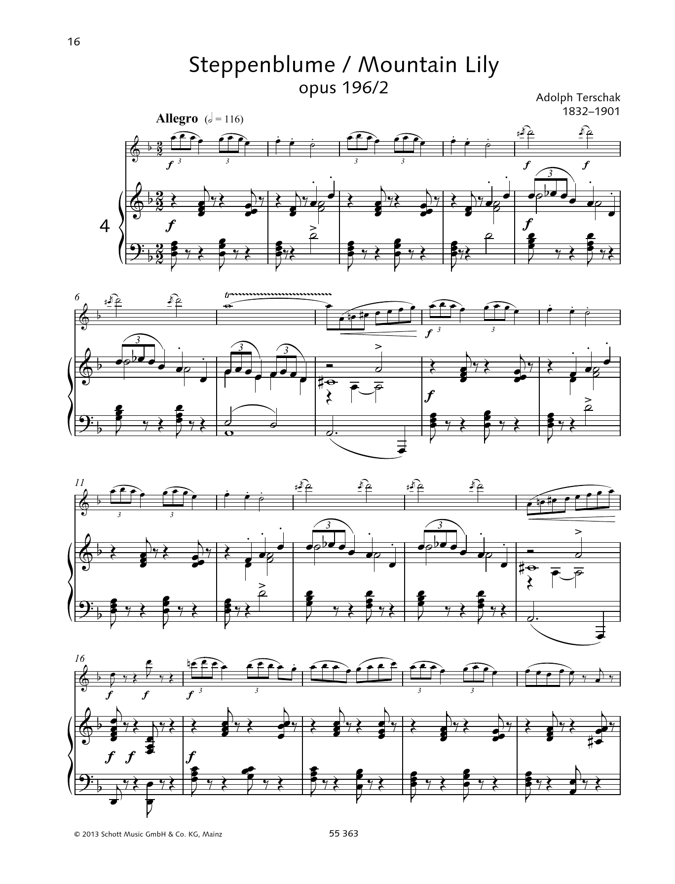 Adolf Terschak Mountain Lily sheet music notes and chords arranged for Woodwind Solo