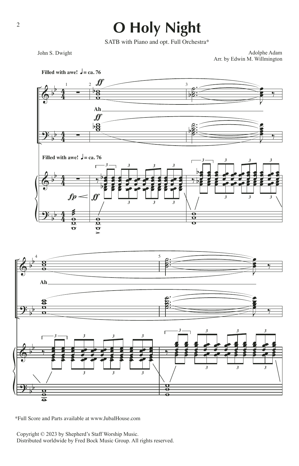 Adolphe Adam O Holy Night (arr. Edwin M. Willmington) sheet music notes and chords arranged for SATB Choir