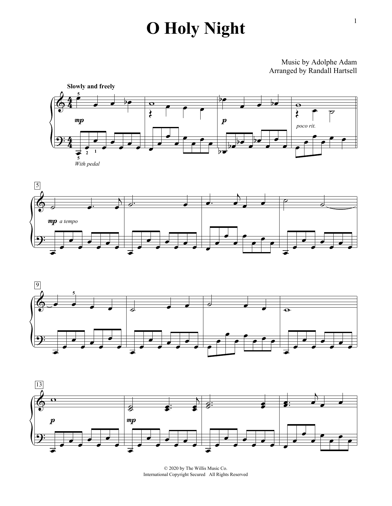 Adolphe Adam O Holy Night (arr. Randall Hartsell) sheet music notes and chords arranged for Educational Piano