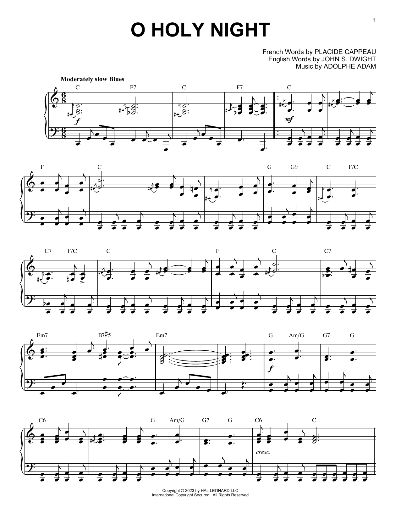 Adolphe Adam O Holy Night [Boogie Woogie version] (arr. Brent Edstrom) sheet music notes and chords arranged for Piano Solo