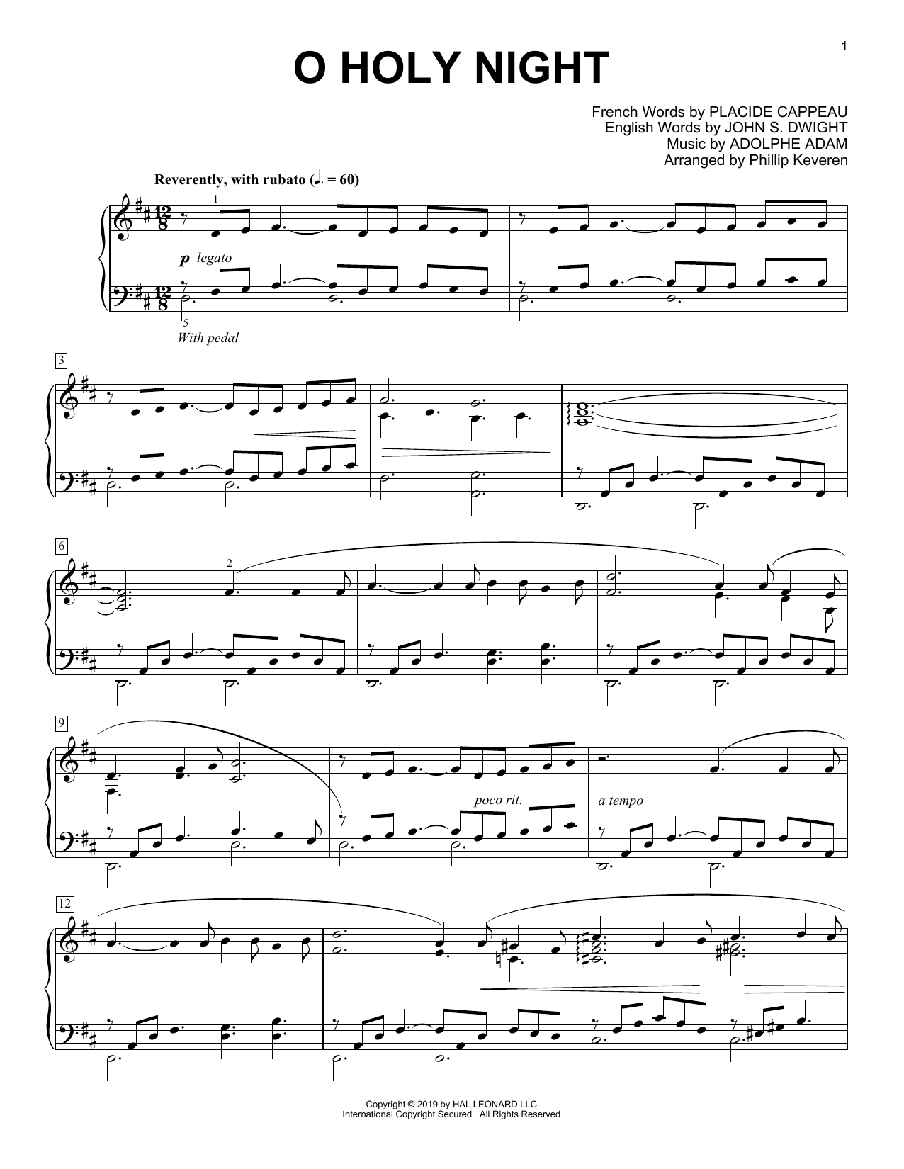 Adolphe Adam O Holy Night [Classical version] (arr. Phillip Keveren) sheet music notes and chords arranged for Piano Solo