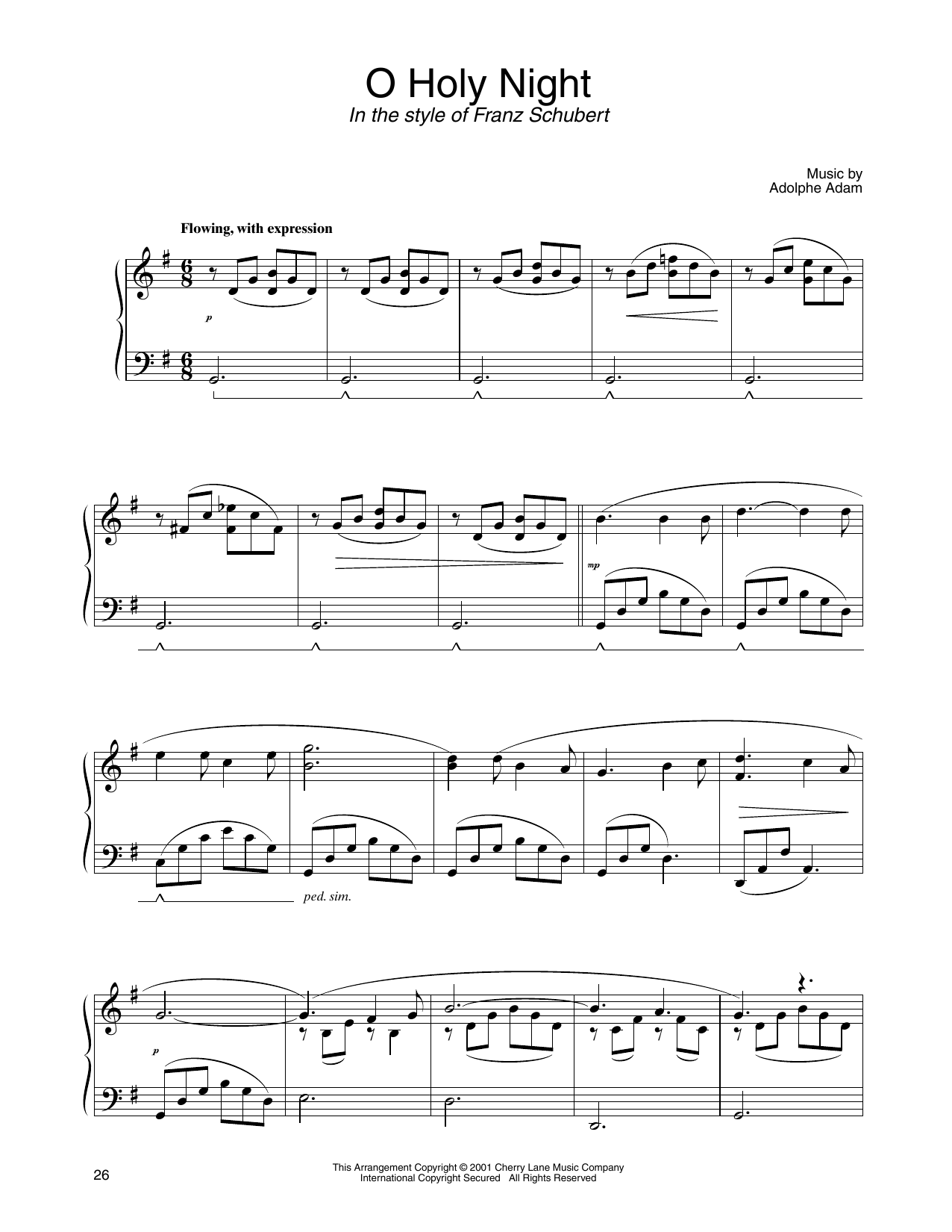 Adolphe Adam O Holy Night (in the style of Franz Schubert) (arr. Carol Klose) sheet music notes and chords arranged for Piano Solo