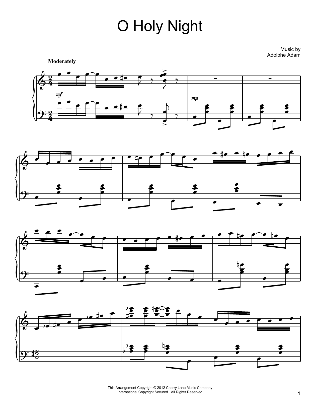 Adolphe Adam O Holy Night [Ragtime version] sheet music notes and chords arranged for Piano Solo