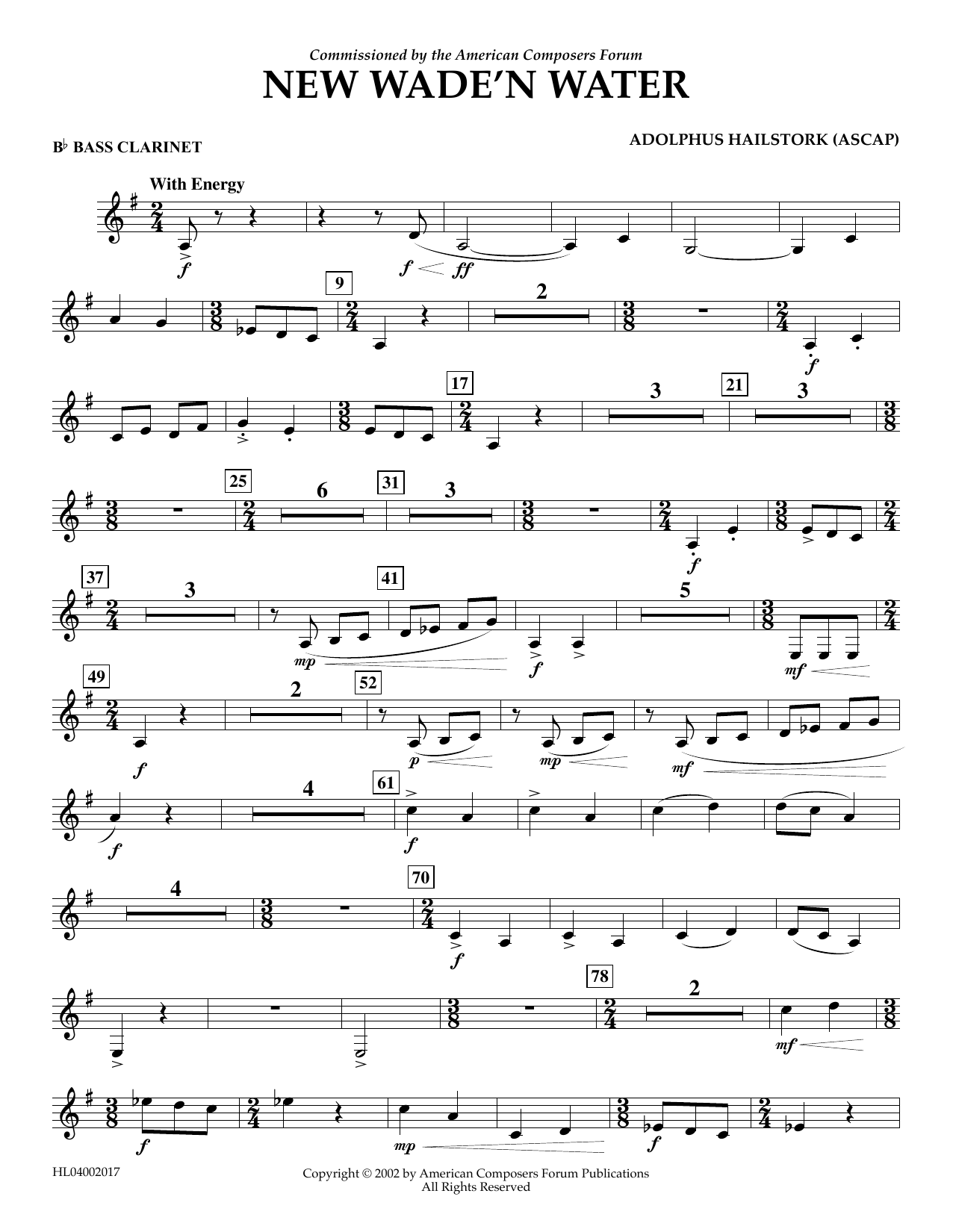 Adolphus Hailstork New Wade 'n Water - Bb Bass Clarinet sheet music notes and chords arranged for Concert Band