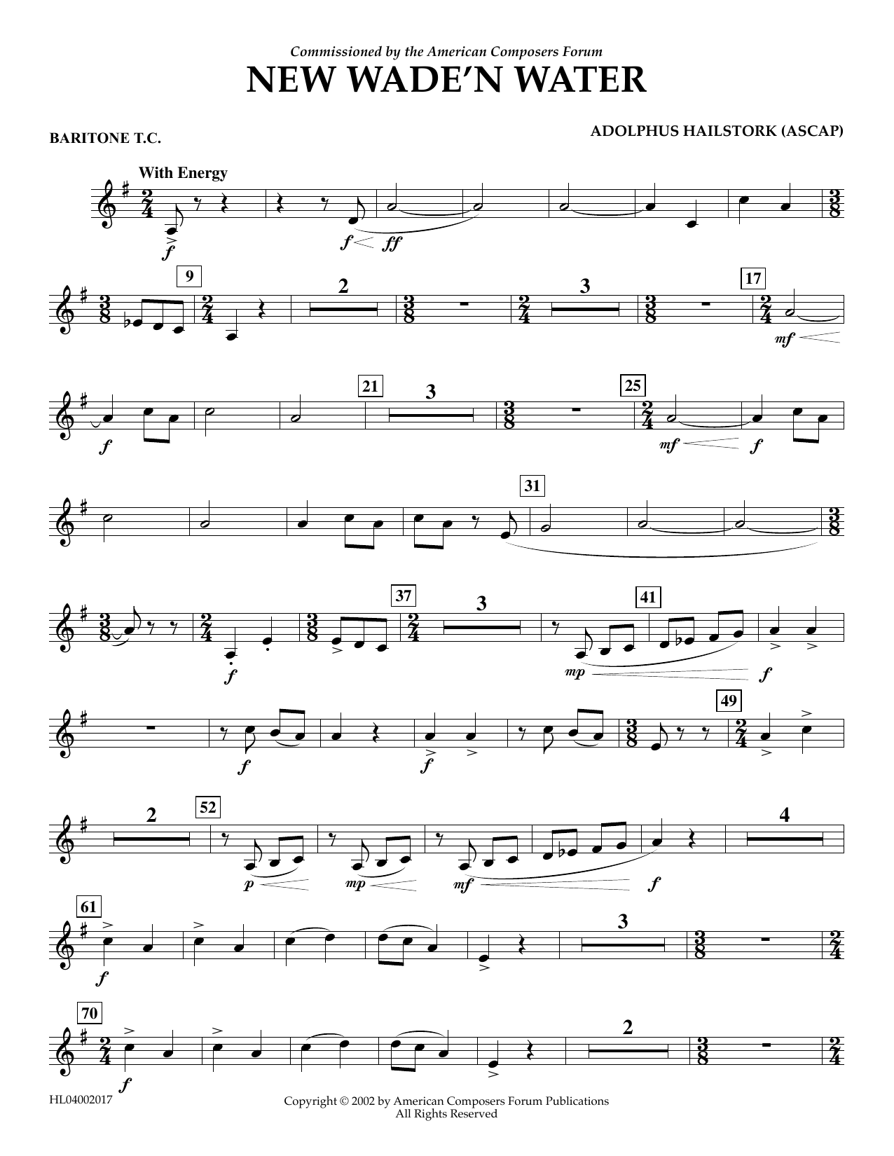 Adolphus Hailstork New Wade 'n Water - Euphonium in Treble Clef sheet music notes and chords arranged for Concert Band
