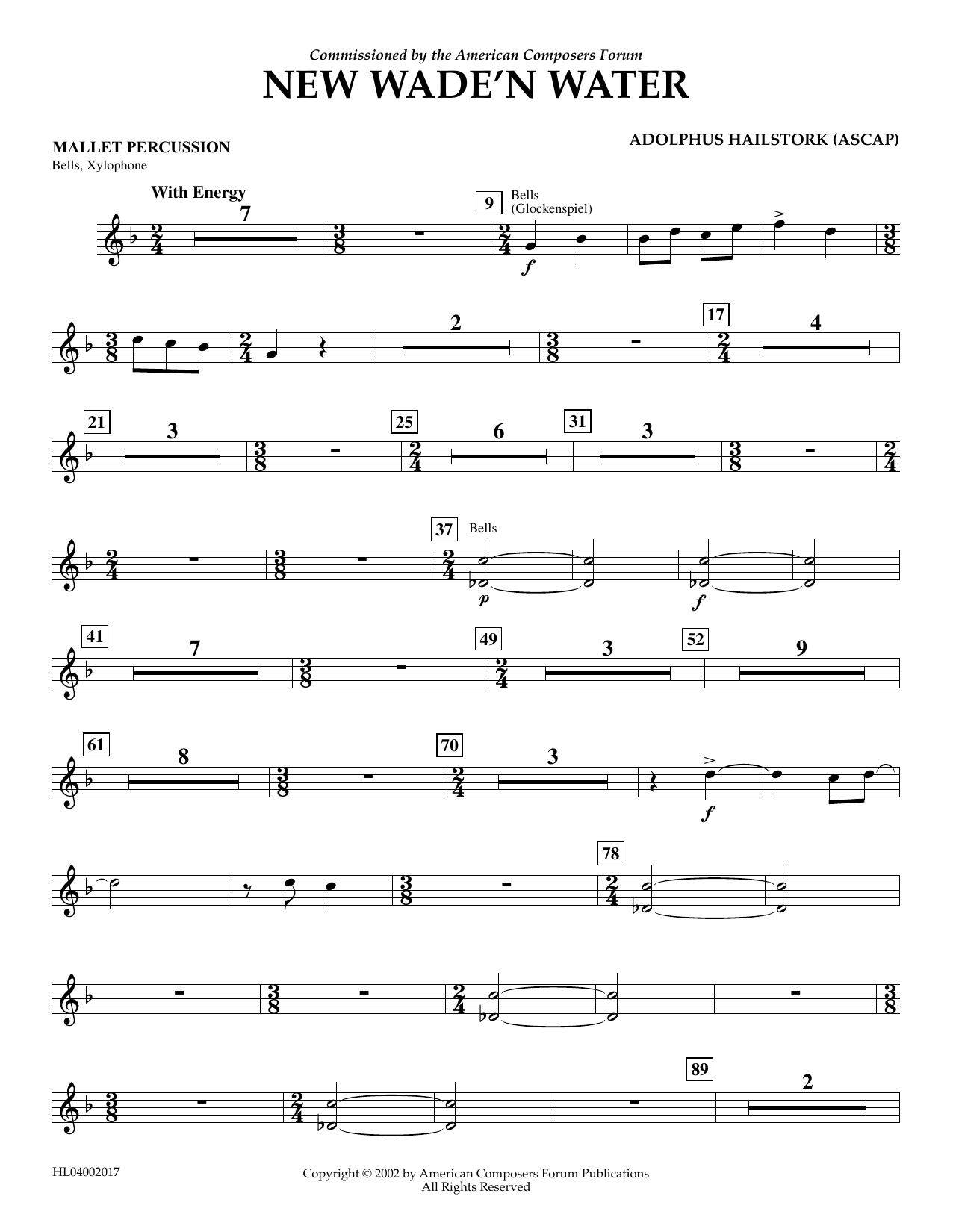 Adolphus Hailstork New Wade 'n Water - Mallet Percussion sheet music notes and chords arranged for Concert Band
