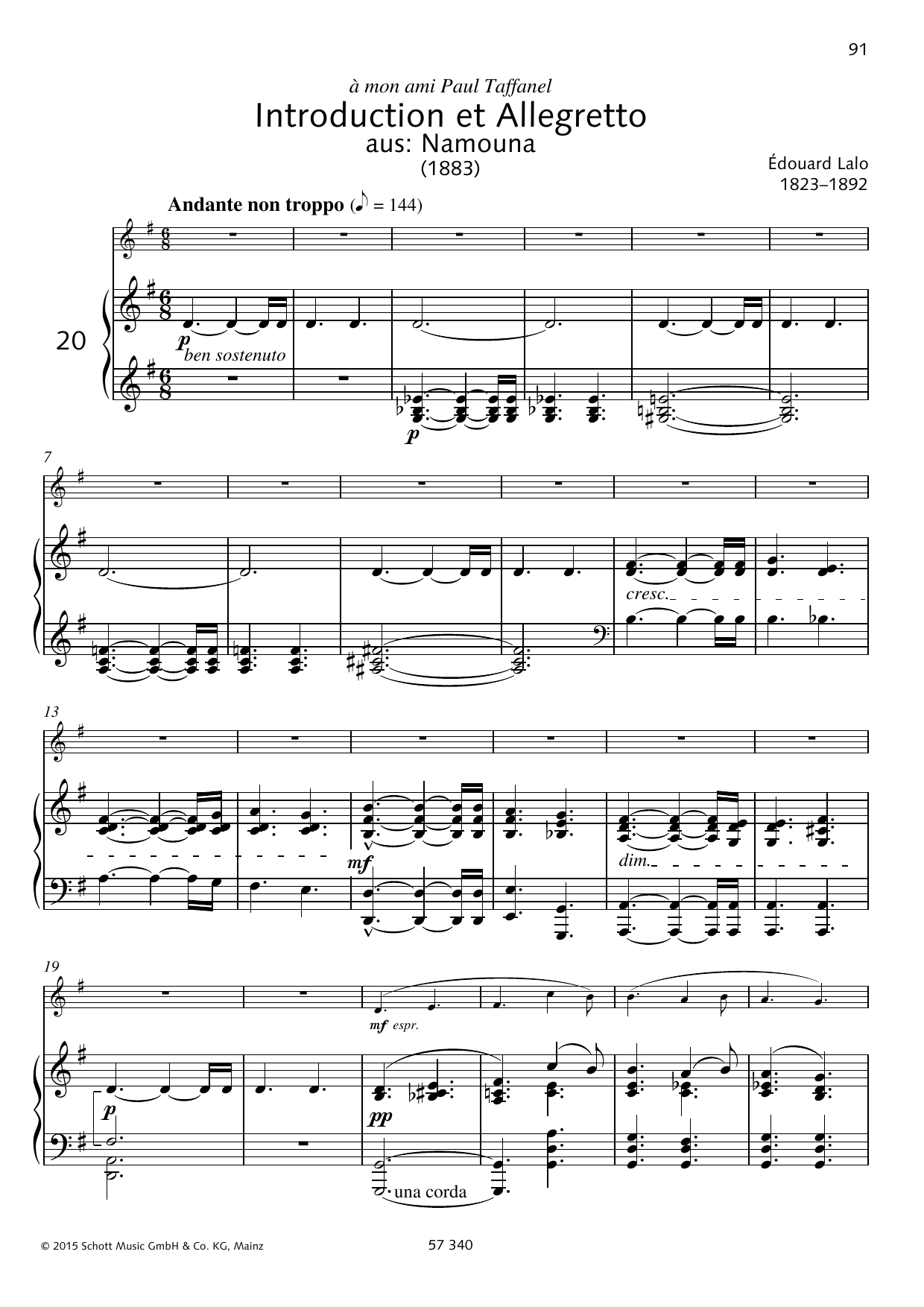 Àdouard Lalo Introduction et Allegretto sheet music notes and chords arranged for Woodwind Solo