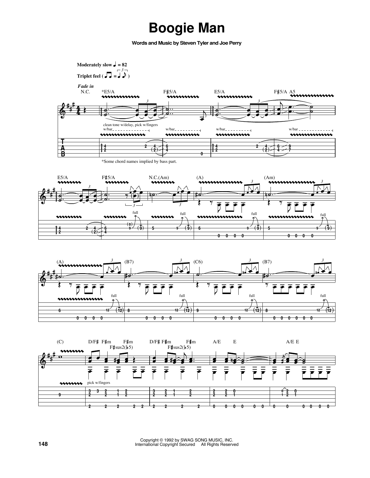 Aerosmith Boogie Man sheet music notes and chords arranged for Guitar Tab